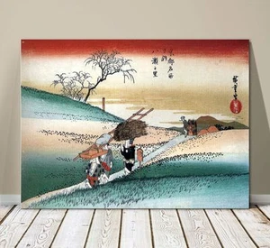 Beautiful Japanese Landscape Art ~ CANVAS PRINT 8x10" ~ Hiroshige Women Walking - Picture 1 of 1