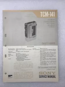 Original OEM Sony TCM-141 Service Manual Repair Cassette Corder 1981 - Picture 1 of 3