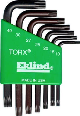 Eklind 10807 Torx 7 Piece Short Arm Star L Key Allen Wrench Case Set T10 to T40 - Image 1 of 2