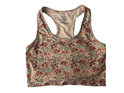 Evolution and Creation Large Floral White Sports Bra Longline Crop Top Ditsy - Image 1 of 4