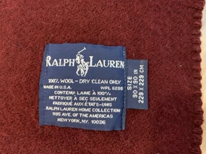 Vtg Ralph Lauren Wool Blanket 90 x 90 Queen Size Made In USA - Picture 1 of 5