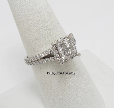 1CT Natural Diamond Halo Solitaire Engagement Wedding Bridal Ring 14K White Gold - Image 1 of 4