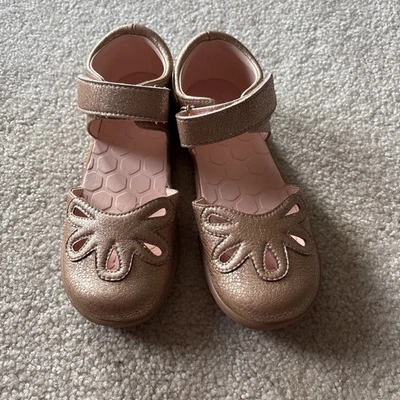 Livie and Luca Petal Girl 1Y Rose Gold Metallic Faux Leather Mary Jane Shoes - Image 1 of 4