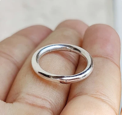 Hammered 925 Sterling Silver Band Ring: Boho Wedding Jewelry All Size - Image 1 of 4