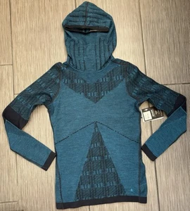 Smartwool Women’s Intraknit Merino 250 Thermal Pattern Hoodie Blue Size Medium - Picture 1 of 9
