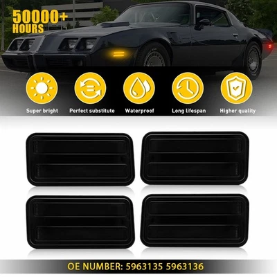 Luz marcadora lateral LED ámbar roja lente ahumada para Pontiac Firebird/trans 1970-1981 Foto 1 de 4