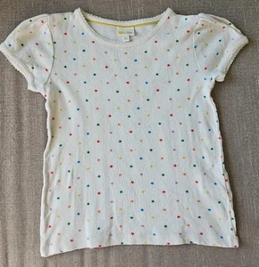 Mini Boden Girls Size 6-7 White Short Sleeve Tee Shirt With Multi Colored Stars - Picture 1 of 3