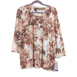 Túnica floral Alfred Dunner para mujer XL atracción animal con cuentas plisada boho nueva con etiquetas - Imagen 1 de 5
