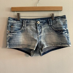 L'Amour Nanette Lepore Sequin Denim Shorts Sz 7 - Picture 1 of 8