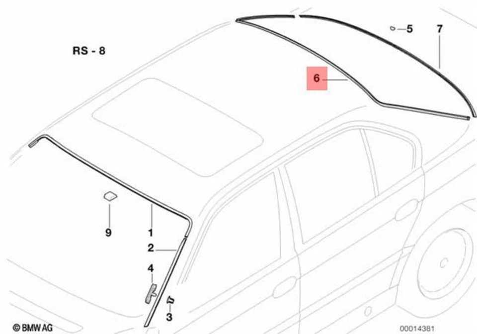 Moldura superior de vidrio para ventana trasera BMW OEM 95-01 750iL 51318125899 Foto 1 de 1
