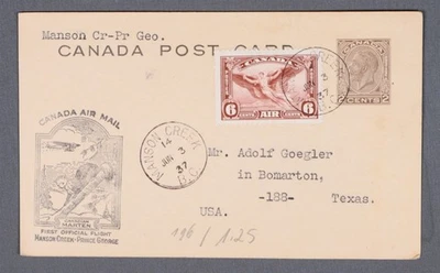 MayfairStamps Канада 1937 Мэнсон кри принцу Джорджу первый полет обложка aau_82 - Изображение 1 из 2