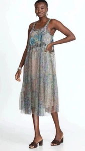 Johnny Was Matisse Mesh A-Line Dress With Slip ~ Embroidered Sz Large Fit XL - Picture 1 of 16