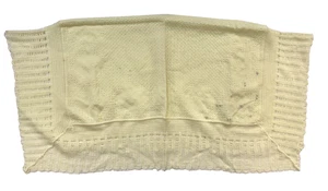 Vintage Cradle Knit Baby Blanket Japan Acrylic Yellow Embroidered Border 34x30 - Picture 1 of 9