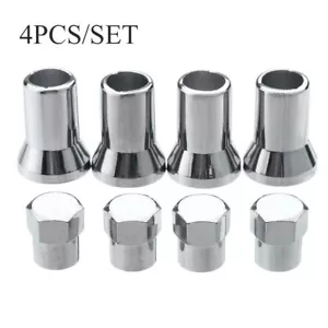 4Pcs TR413 Chrome Car Tire Wheel Tyre Valve Stem Hex Caps & Sleeve Covers Set - Picture 1 of 11