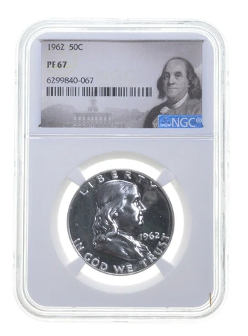 1962 PF67 Proof Franklin Half Dollar NGC Graded - White Coin Spot Free PR *0689 Cover