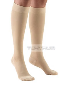 Tektrum (1 pair) Knee High Firm Compression Socks 23-32mmHg- Closed Toe, Beige - Picture 1 of 3