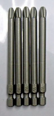 Bosch 1609433840 #3 x 3-1/2" Phillips Insert Bit Screw Tips USA 5 Pieces - Image 1 of 2