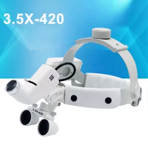 Dental Loupe Chirurgische Lupenbrille 3.5X420mm+LED Kopf Licht Headlamp 65000Lux - Bild 1 von 16