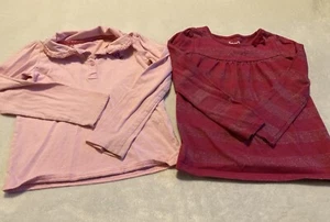 *last chance* 2 Long Sleeve Pink Shirts Girls Size 5 - Picture 1 of 3