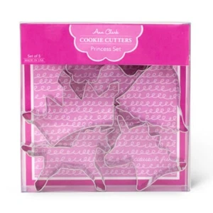 5Pc Princess Cookie Cutter Set by Ann Clark - Unicorn, Dress, Rainbow, Crown NEW - Picture 1 of 1