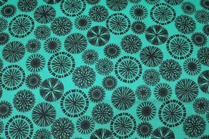 100 % Cotton fabric ~ Green with black round designs ~ BTY - Picture 1 of 2