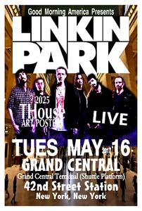 LINKIN PARK 2017 Concert Poster GRAND CENTRAL TERMINAL 42nd Street New York - Picture 1 of 3