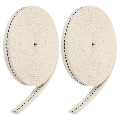 Algodón Aceite Lámpara Mecha 10mm Ancho 3 Metros con Negra Puntada, 2 Rollos - Imagen 1 de 4