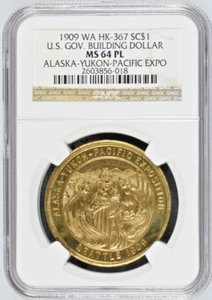 1909 HK-367 SO-CALLED DOLLAR US GOVT BLDG ALASKA-YUKON PACIFIC EXPO NGC MS 64 PL - Picture 1 of 2