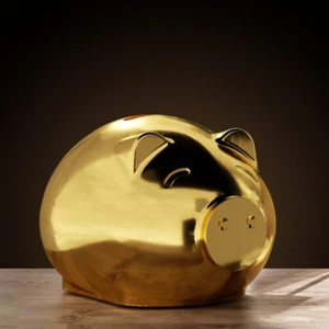 Reines Kupfer Gold Schwein Ornament Gelddose 纯铜金猪摆件 金猪储蓄罐 客厅书房家居装饰摆件 - Bild 1 von 6