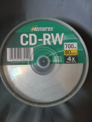 Memorex CD-RW Recordable 25 Pack 80 Minutes 700 MB 4x Multi Speed New Sealed - Image 1 of 3