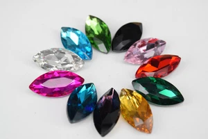 100 joyas de vidrio de color inferior afilado de 13 mm x 27 mm lanzadera de estrás - Imagen 1 de 19