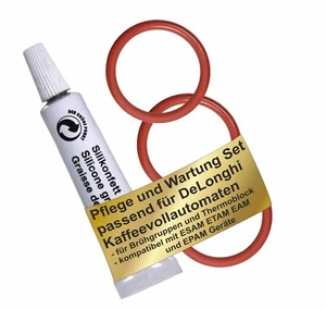 Pflegeset 3x Dichtung und 1x Silikonfett passend für DeLonghi Kaffeevollautomat - Bild 1 von 4