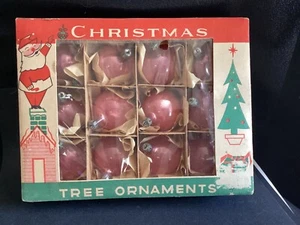 Vintage polnisches rosa Glas 1 3/4" Ornamente in Originalkarton - perfekte Patina - Bild 1 von 3