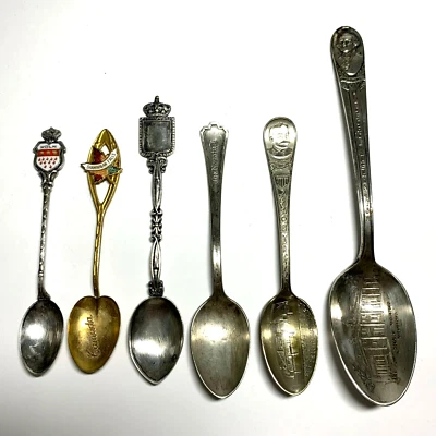 Lote 6 cucharas de recuerdo coleccionables vintage buque insignia Olympia The Nanatuck Koln + Foto 1 de 4