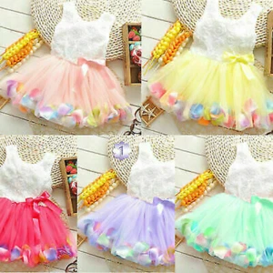 Toddler Baby Girls Princess Dress Party Tutu Dress Bow Pageant Flowers Dresses - Picture 1 of 35