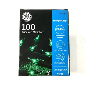 GE String A Long 100 Green Incandescent String Lights Indoor Outdoor - Picture 1 of 4