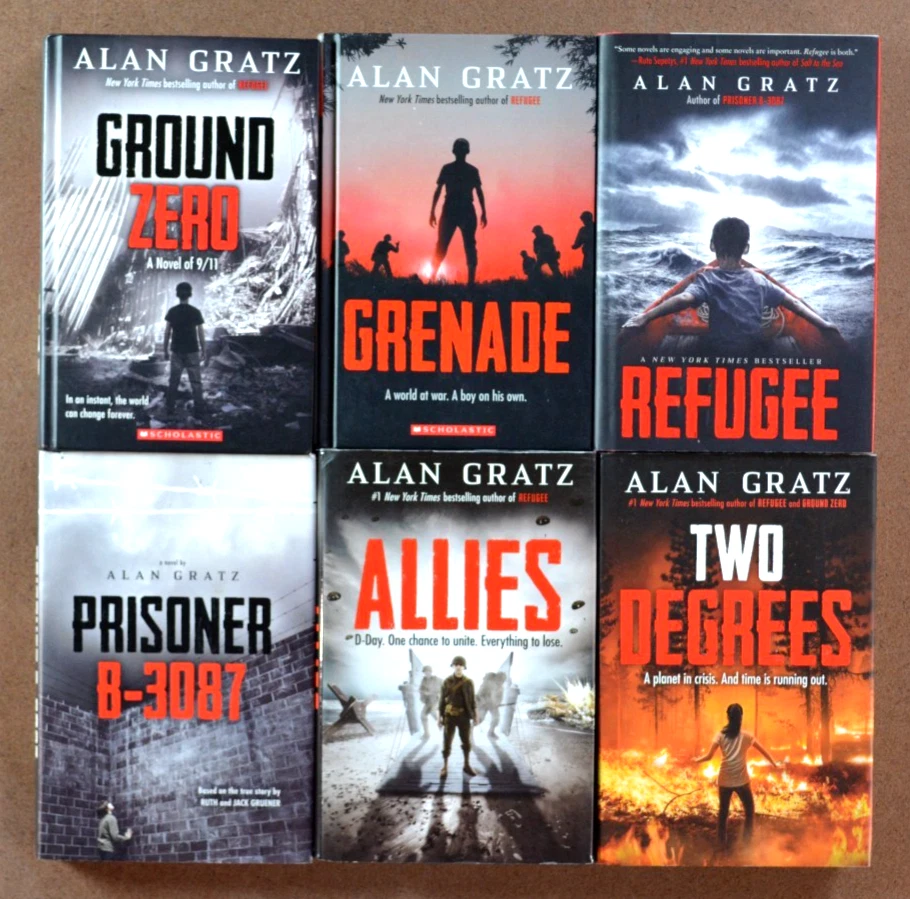 Lot of 6 Alan Gratz Chapter Books Nonfiction Refugee Allies Grenade Ground HB L2 - Image 1 of 1