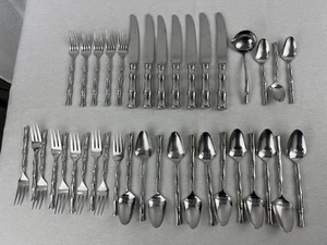 38 Pieces Vintage Supreme Cutlery Bamboo 18/8 Japan VGC NR Retro Design - Picture 1 of 8