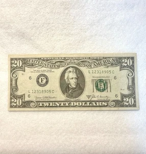 1969 B Twenty Dollar Bill L12318905C Federal Reserve Note Andrew Jackson small - Picture 1 of 9