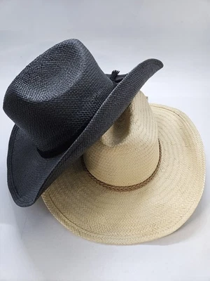 Lot of 2 Idyllwind Women's Pioneer Lane  Straw & Black Cowboy Hat  7  1/4 - Image 1 of 4