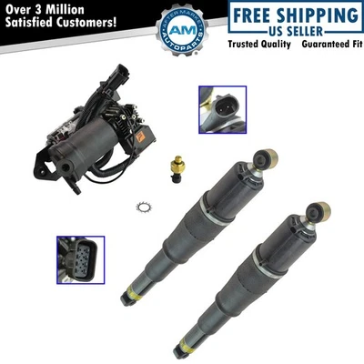 Compressor de suspensão Air Ride com kit de amortecedor traseiro secador conjunto 3 peças novo - Imagem 1 de 4