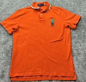 Polo Ralph Lauren Polo Shirt Mens Medium Orange Classic Polo Bear Embroidered - Picture 1 of 18