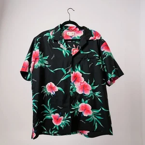 Helena's Hawaii Vintage Floral Hawaiian Aloha Shirt Men's XL Pink Green - Picture 1 of 8