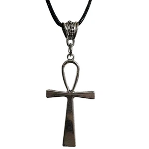 Ankh Necklace Pendant Egyptian 33 Inch Tie Cord Symbol of Life Egypt Large Ankh - Picture 1 of 12