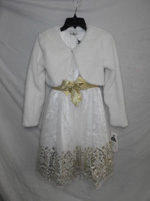 Vestido de inverno feminino edição rara branco/dourado tamanho 16 2 conjunto de peças - Imagem 1 de 4
