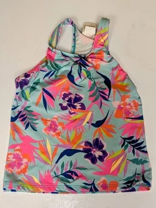 Lands End Girls Size 10 Slim 10S Tankini Top Swim Floral Tropical Hawaiian Print - Picture 1 of 3