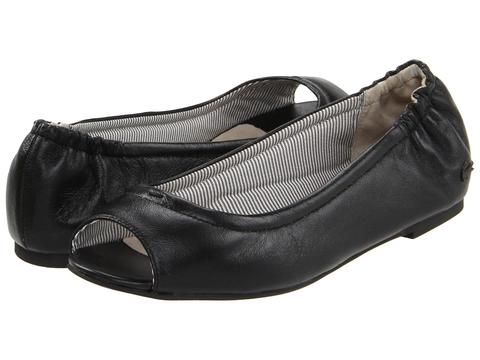 Mocassim de balé Lacoste Candale feminino couro elegante moda preto 5,5 - Imagem 1 de 4