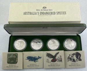 Australia's Endangered Species 4 Coin Set 20g Sterling Silver Proof Coins - RAM - Imagen 1 de 8