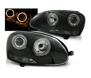 headlights for VW GOLF 5 2003 2004 2005-2009 angel eyes LHD RHD black LHD RHD - Picture 1 of 1