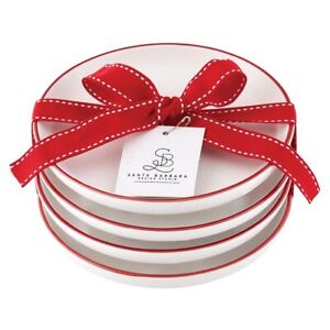 Appetizer Plate Set White Stoneware Small Plates, 6.29" Dia, Holiday Pack of 2